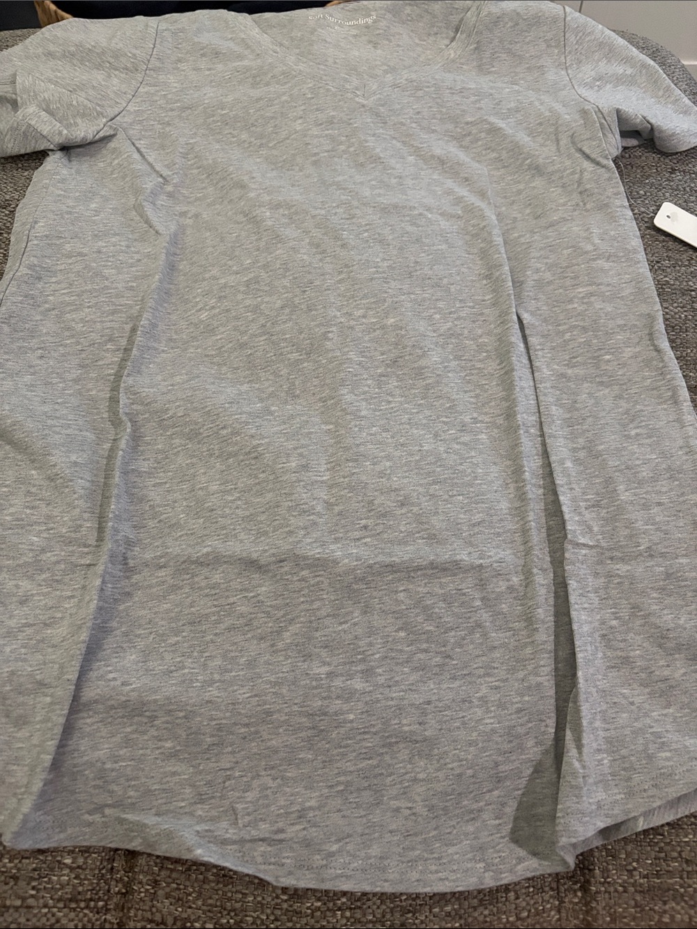 Soft Surroundings Light Gray neck Short Sleeve Tee 16”P2P 27”L